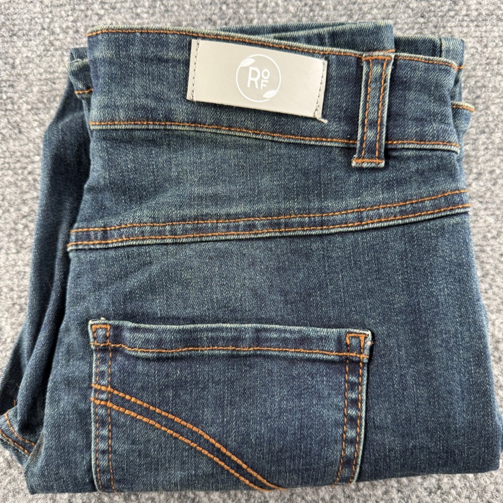 Ring of Fire Sustainable Denim Slim Moto Jeans Dark Wash Ribbed Thigh Size 12
